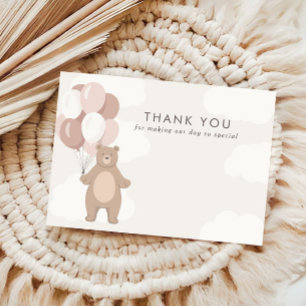 We Can Bearly Wait   Pink Girls Thank You Card