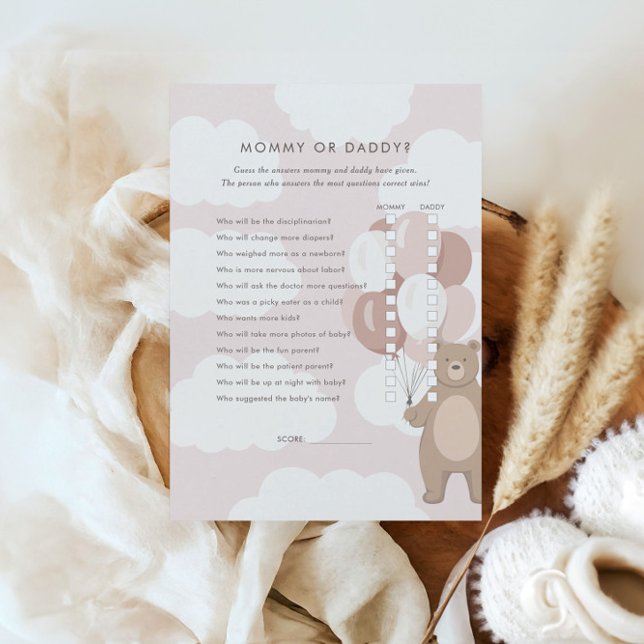 We Can Bearly Wait | Pink Mommy or Daddy Game Enclosure Card (Creator Uploaded)