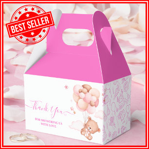 We Can Bearly Wait Pink Pooh Bear Baby Shower Favor Box
