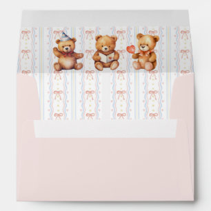 We Can Bearly Wait Pink Ribbon Baby Shower Envelope