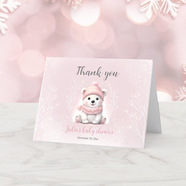 We Can Bearly Wait Polar Bear Baby Shower Thank You Card (We Can Bearly Wait Polar Bear Baby Shower Thank You Card)