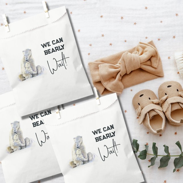 We Can Bearly Wait Polar Bear Winter Baby Shower Favour Bag (Creator Uploaded)