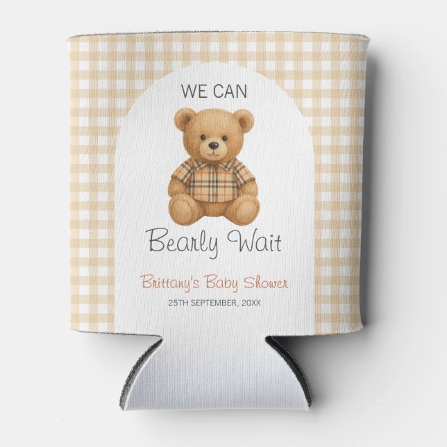 We Can Bearly Wait Preppy Bear Baby Shower Cooler (Front)