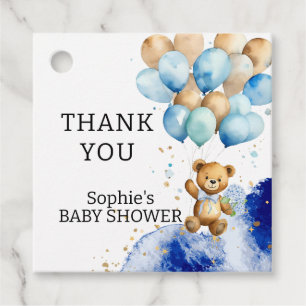 We Can Bearly Wait Royal Blue And Gold Abstract Favour Tags