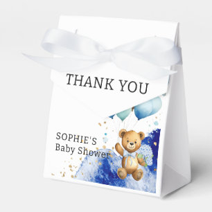 We Can Bearly Wait Royal Blue And Gold Baby Shower Favor Box