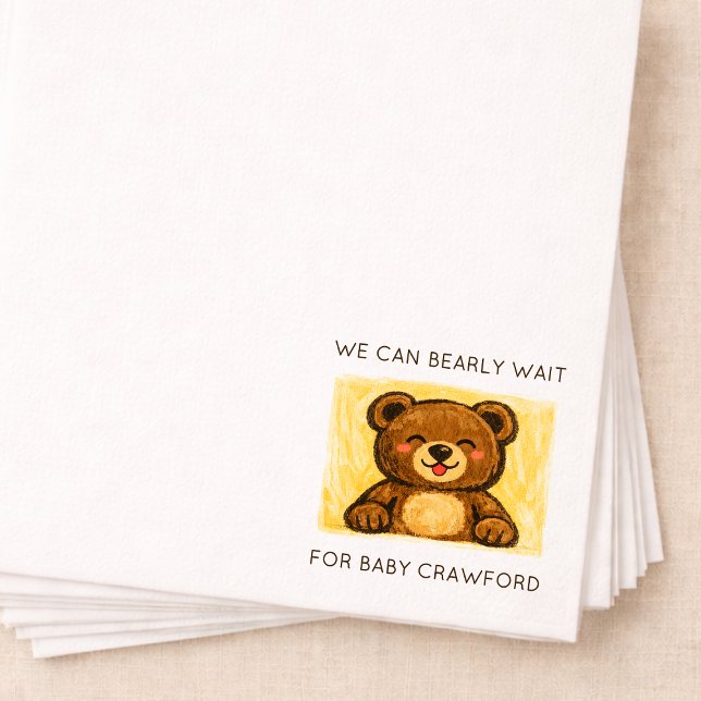 We Can Bearly Wait! Simple Hand Drawn Baby Shower Napkin (Creator Uploaded)