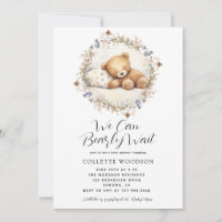 We Can Bearly Wait Sleeping Teddy Bear Baby Shower