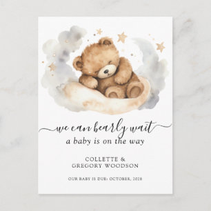 We Can Bearly Wait Sleeping Teddy Bear Pregnancy A Announcement Postcard