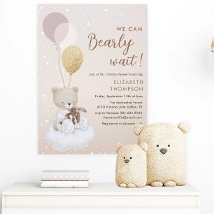 We Can Bearly Wait Sparkly Baby Shower Invitation