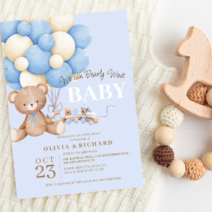 We can Bearly Wait Teddy Baby Shower Boy Themes Invitation