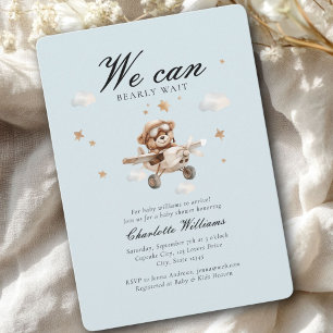 We Can Bearly Wait! Teddy Bear & Airplane Invitation