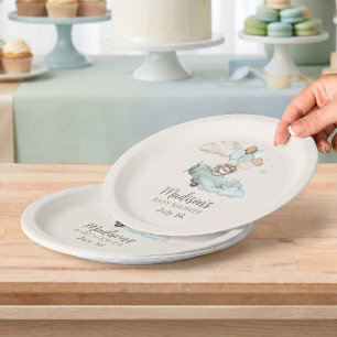 We Can Bearly Wait Teddy Bear Airplane Tabeware Paper Plate