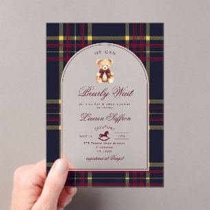 We Can bearly wait Teddy Bear Baby Shower Acrylic Invitations