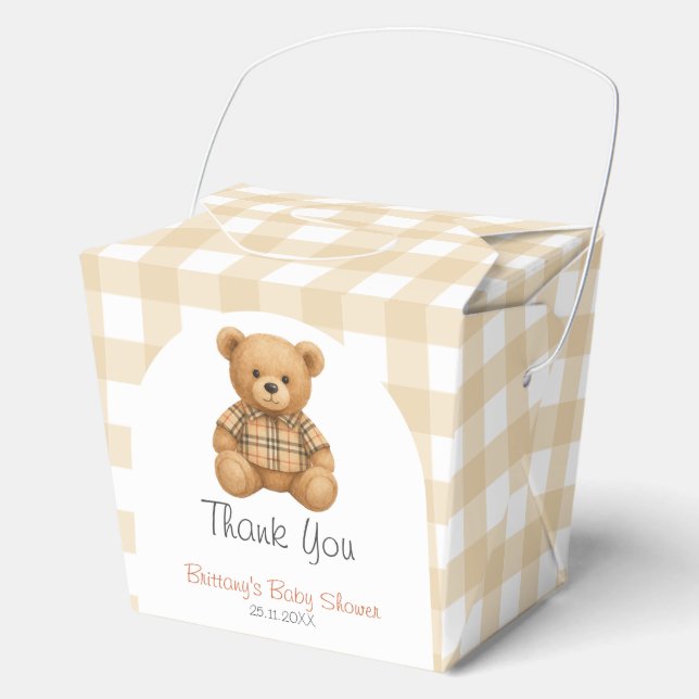 We Can Bearly Wait Teddy Bear Baby Shower Favor Box (Front)