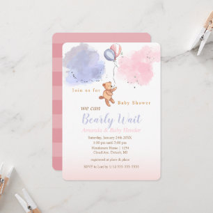 We Can Bearly Wait Teddy Bear Baby Shower Invitation