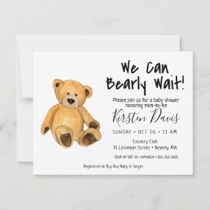We Can Bearly Wait! Teddy Bear Baby Shower  Invitation