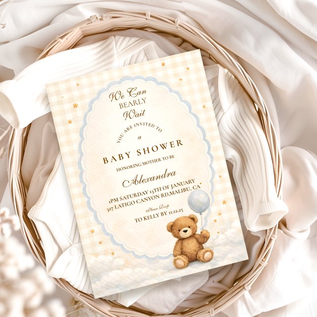 We Can Bearly Wait Teddy Bear Baby Shower Invitation (Creator Uploaded)