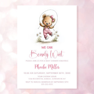 We Can Bearly Wait Teddy Bear Baby Shower Invitation