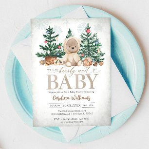 We Can Bearly Wait Teddy Bear Baby Shower  Invitation