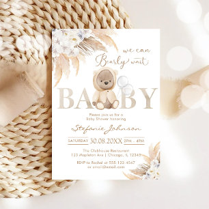 We Can Bearly Wait Teddy Bear Baby Shower Invitation