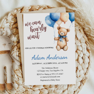 We Can Bearly Wait Teddy Bear Baby Shower  Invitation