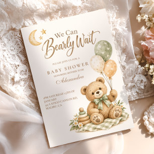 We Can Bearly Wait Teddy Bear Baby Shower Invitation