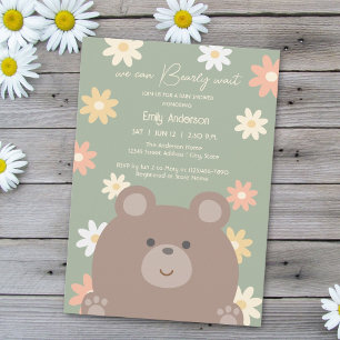 We Can Bearly Wait Teddy Bear Baby Shower Invitation