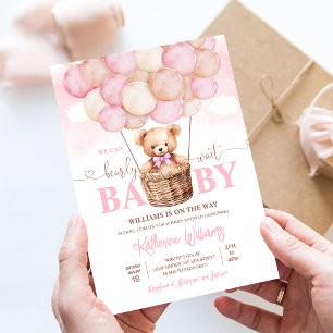 We Can Bearly Wait Teddy Bear Baby Shower Invitation