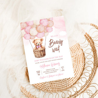 We Can Bearly Wait Teddy Bear Baby Shower Invitation