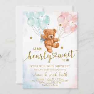 We Can Bearly Wait Teddy Bear Baby Shower Invitation