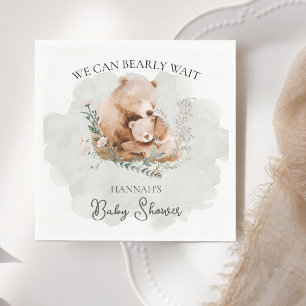 We Can Bearly Wait Teddy Bear Baby Shower Napkin