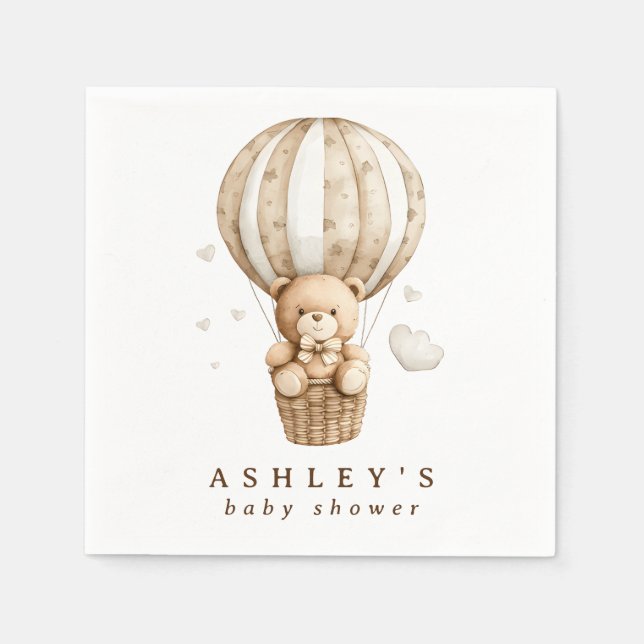 We Can Bearly Wait Teddy Bear Baby Shower Napkin (Front)