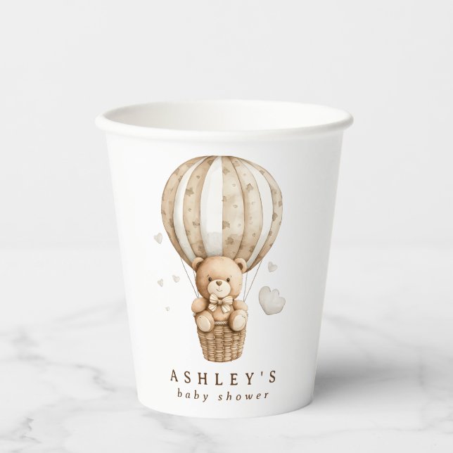 We Can Bearly Wait Teddy Bear Baby Shower Paper Cups (Front)