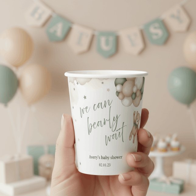 “We Can Bearly Wait” Teddy Bear Baby Shower  Paper Cups (Creator Uploaded)