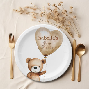 We Can Bearly Wait Teddy Bear Baby Shower Paper Plate