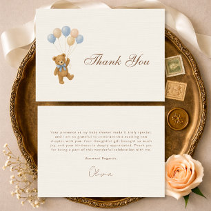 We Can Bearly Wait Teddy Bear Baby Shower Thank You Card