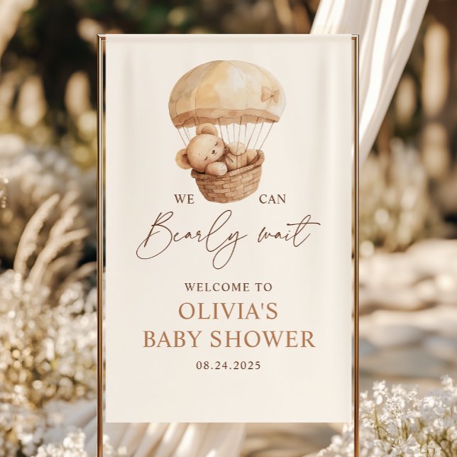 We Can Bearly Wait Teddy Bear Baby Shower Welcome Banner (Creator Uploaded)