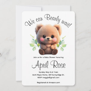 We can Bearly Wait teddy bear boho Baby Shower Invitation