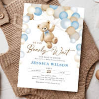 We Can Bearly Wait Teddy Bear Boy Baby Shower