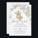 We Can Bearly Wait Teddy Bear Boy Baby Shower Invitation<br><div class="desc">We can bearly wait boy baby shower invitation. Trendy design in blue,  brown and beige. Features watercolor cute teddy bear,  balloons script font and stars. Perfect for an elegant boho style shower celebration. Personalize with your own details. Printed Zazzle invitations or instant download digital printable template.</div>