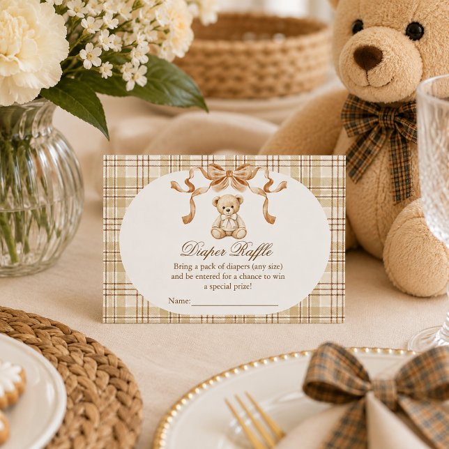 We Can Bearly Wait Teddy Bear Diaper Raffle Enclosure Card (We can bearly wait Baby Shower Diaper raffle card)