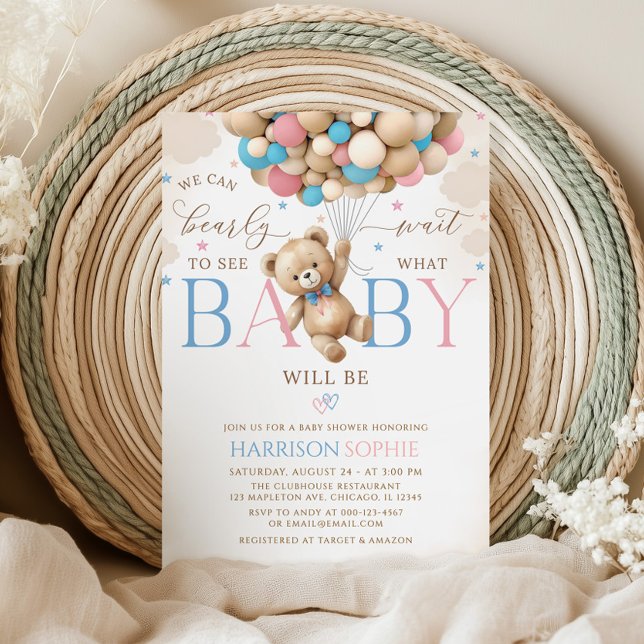 We can Bearly Wait Teddy Bear Gender Reveal Invitation (Creator Uploaded)