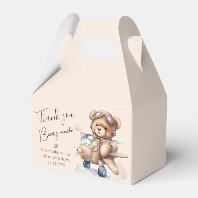 We can bearly wait teddy bear thank you beary much favor box (Front Side)