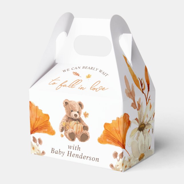 We Can Bearly Wait to Fall In Love Baby Shower Favor Box (Front Side)