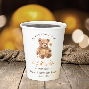 We Can Bearly Wait to Fall In Love Baby Shower Paper Cups