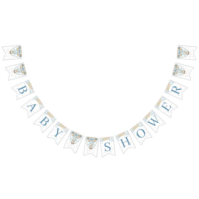 We Can Bearly Wait Twin Boy Baby Shower Bunting Flags (All)