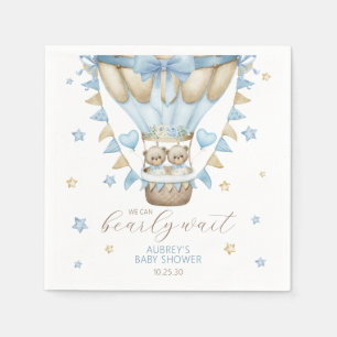 We Can Bearly Wait Twin Boy Baby Shower Napkin