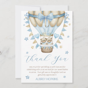 We Can Bearly Wait Twin Boy Baby Sprinkle Thank You Card