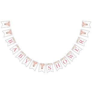 We Can Bearly Wait Twin Girl Baby Shower Bunting Flags