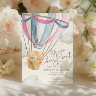 We Can Bearly Wait Twins Baby Shower Invitation